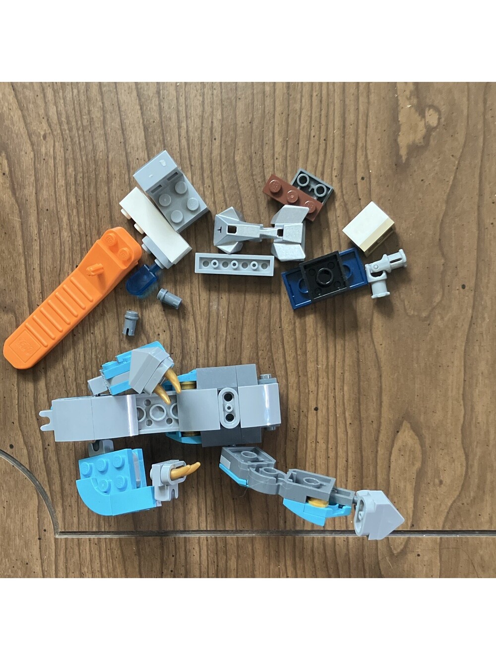 Genuine LEGO Mixed Parts Lot Partial Builds Gray Blue Creature Robot Pieces